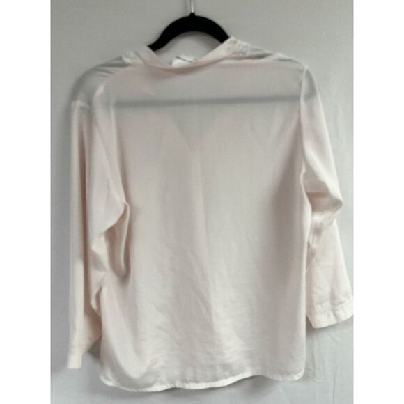 Carole Hochman Womens Button Down Silk Long Sleeve Casual Shirt Khaki - Picture 2 of 5